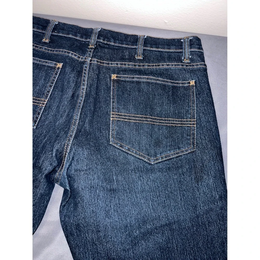 RedHead Mens Dark Wash Straight Leg Denim Jeans Blue 36x30 Outdoor Casual